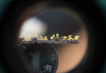 陳逢顯創作的雕刻世界最小黃金老鼠亮相台湾 迎鼠年